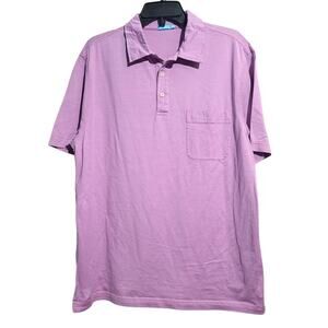 J. McLaughlin Pink Blue Stripe Pima Cotton Polo Size Large